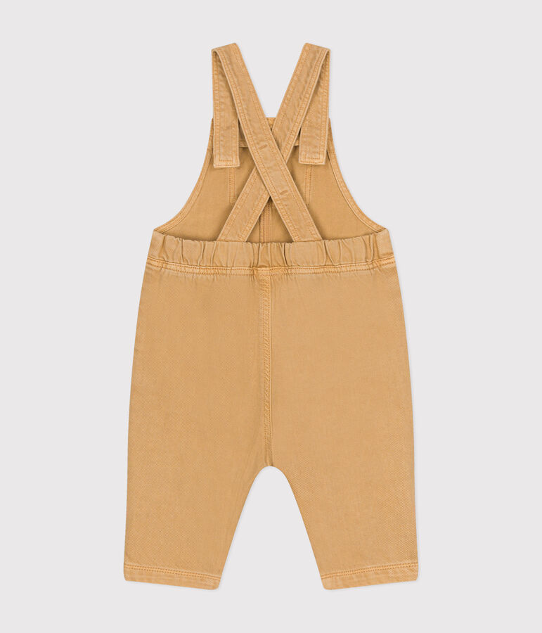 Salopette longue en denim de couleur b&eacute;b&eacute; beige