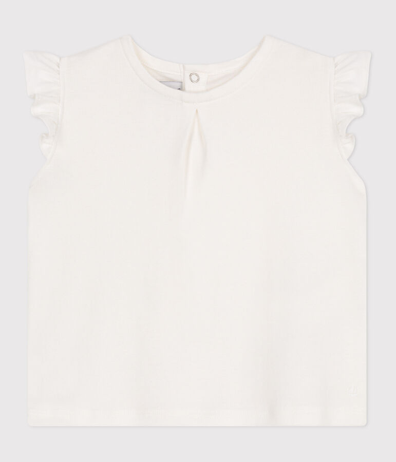 Blouse b&eacute;b&eacute; en coton sans manches blanc