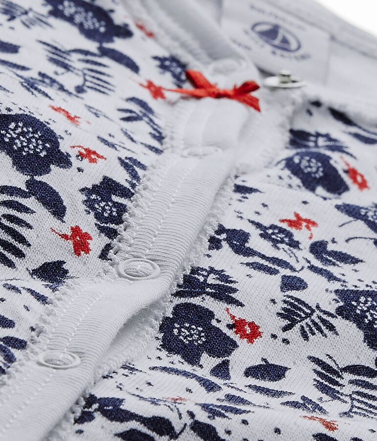 Pyjama zonder voetjes in tubic met dessin voor babymeisjes wit/multicouleur