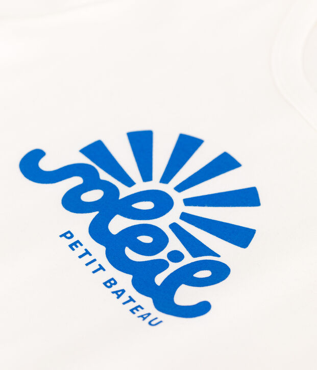 Tee-shirt enfant en coton manches courtes imprim&eacute; blanc