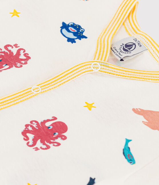 Combinaison courte animaux marins en coton bébé blanc MARSHMALLOW/blanc MULTICO