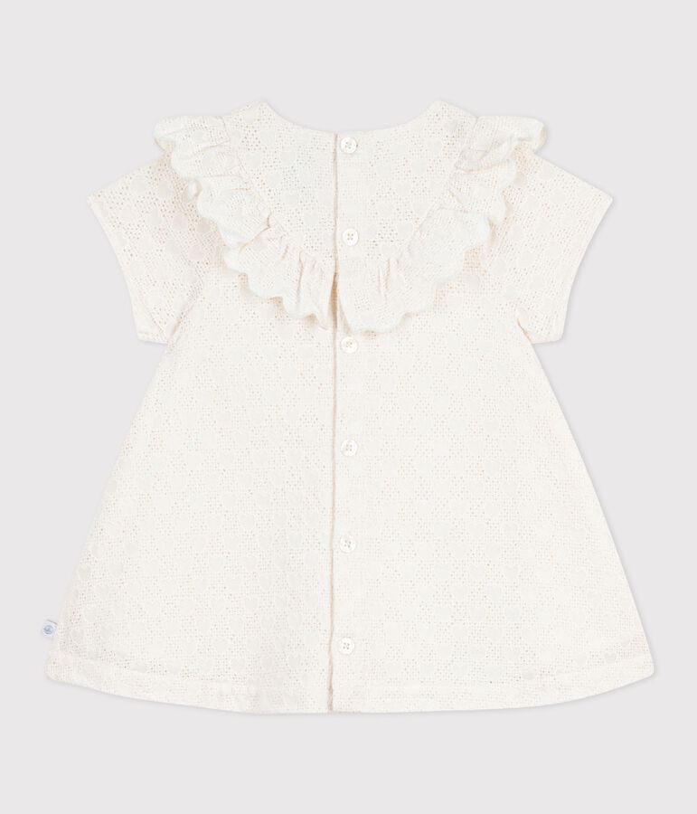 Babyjurkje van broderie anglaise met korte mouwen en hartjesmotief wit MARSHMALLOW