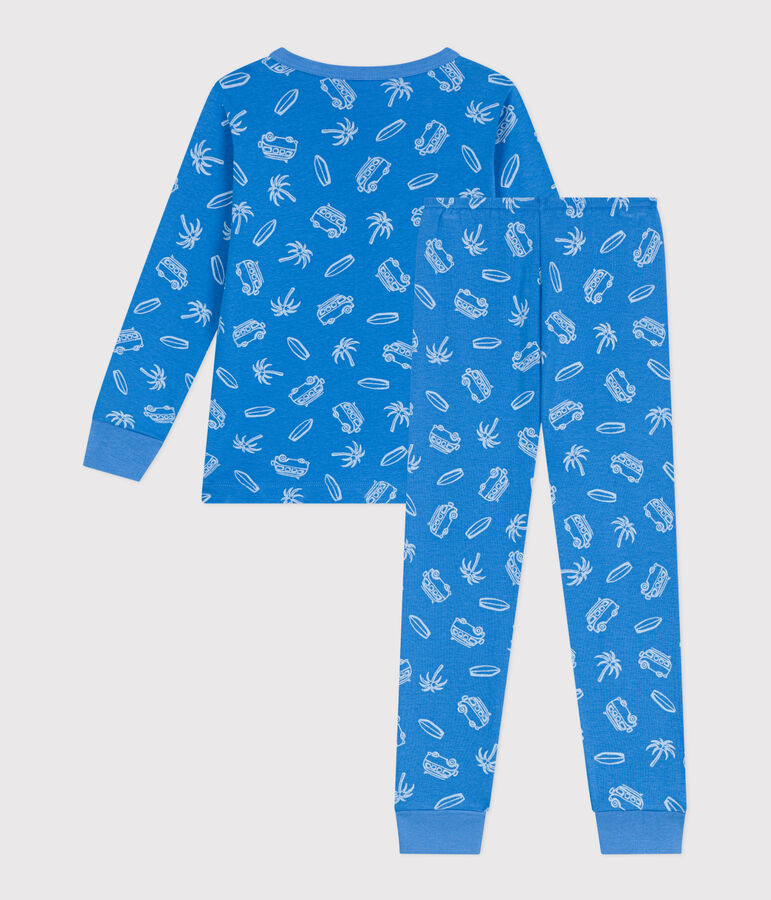 Pyjama enfant en coton manches longues imprim&eacute; vans bleu/blanc