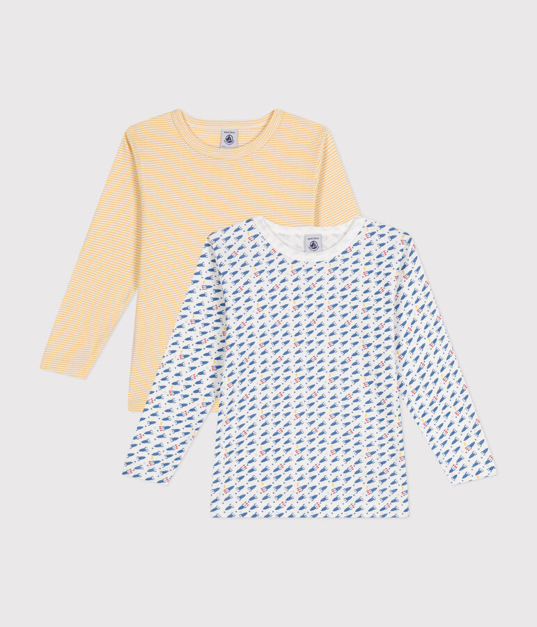 Setje met 2 katoenen T-shirts met lange mouw en raketjesprint voor kinderen multicouleur