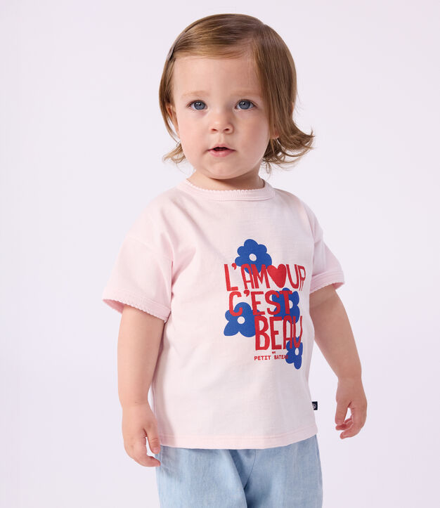 Katoenen T-shirt met korte mouwen en motiefje voor baby's BARELY