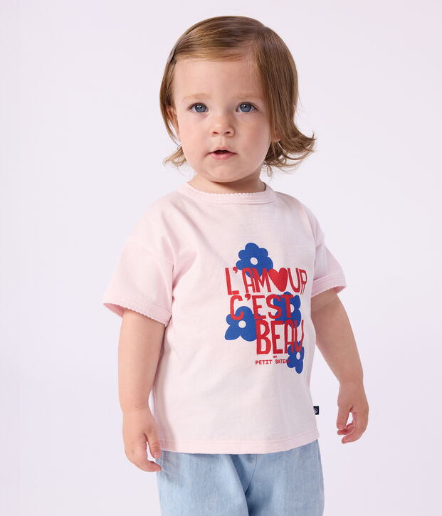 Katoenen T-shirt met korte mouwen en motiefje voor baby's BARELY