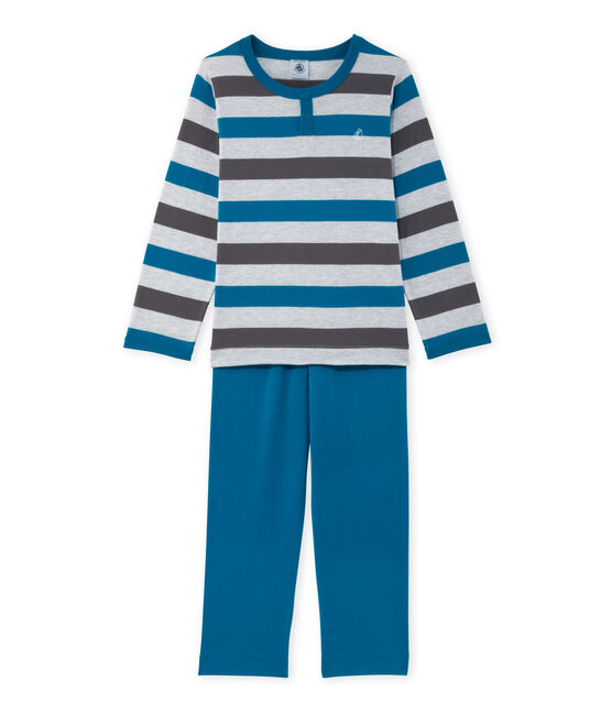 Pyjama garçon en jersey rayé gris POUSSIERE/gris MAKI/ POUSSIERE