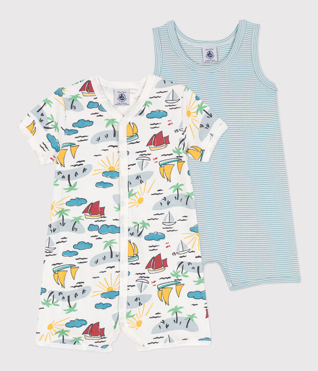 Set van 2 korte katoenen babypakjes multicouleur