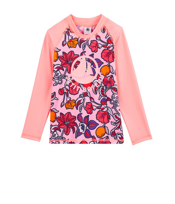 Milieuvriendelijk anti-UV UPF 50+ meisjes-T-shirt roze PATIENCE/wit MULTICO