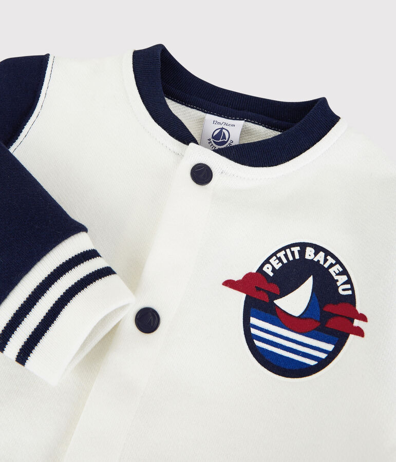 Tweekleurige molton teddy voor babyjongens wit/blauw