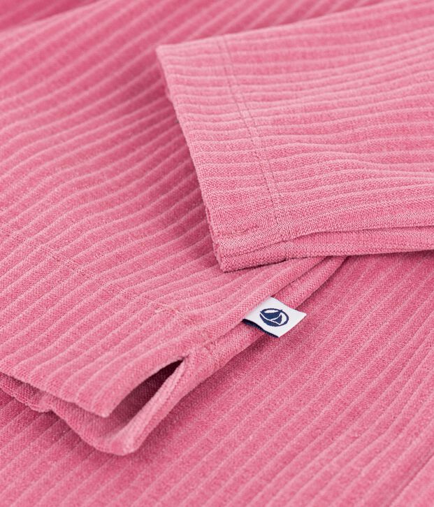 Pyjama femme en velours c&ocirc;tel&eacute; uni rose