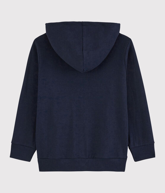 Sweatshirt zippé à capuche en coton enfant garçon bleu SMOKING