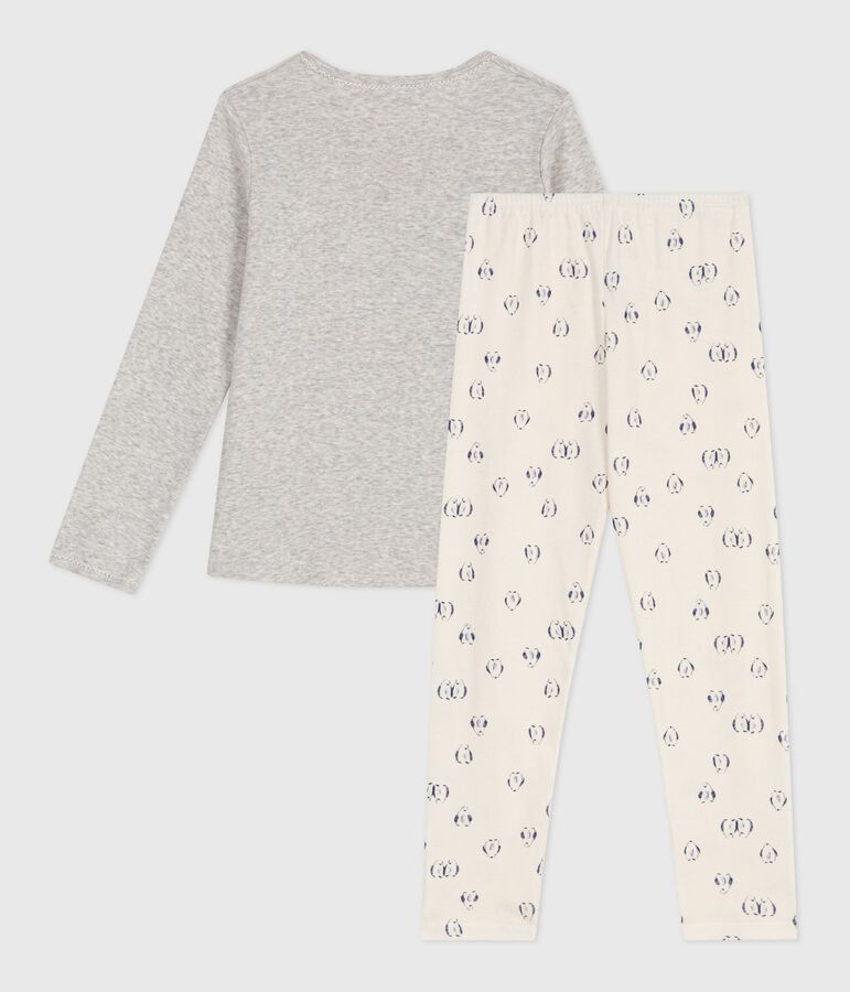 Katoenen kinderpyjama met pingu&iuml;nprint grijs BELUGA/wit MULTICO