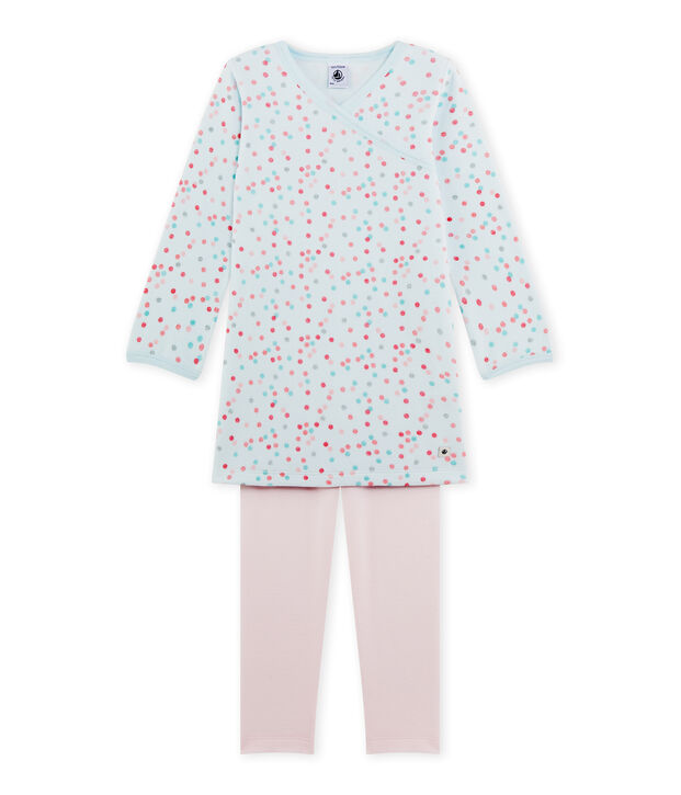 Meisjesnachthemd in boucl&eacute;fluweel roze/blauw/multicouleur