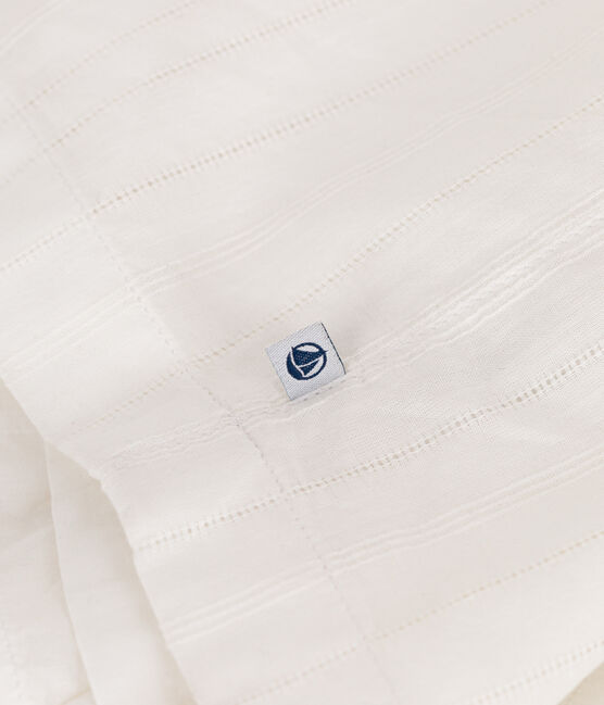 Robe longue à bretelles enfant en coton uni blanc ECUME