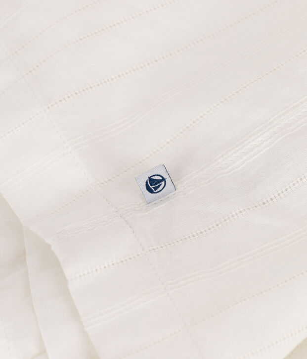 Lange kinderjurk met bandjes in effen katoen wit