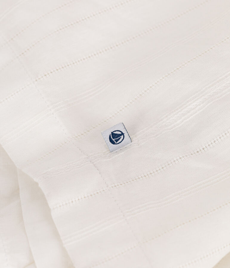 Lange kinderjurk met bandjes in effen katoen wit