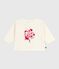 Katoenen T-shirt met lange mouwen en katmotiefje voor baby's ecru MILK