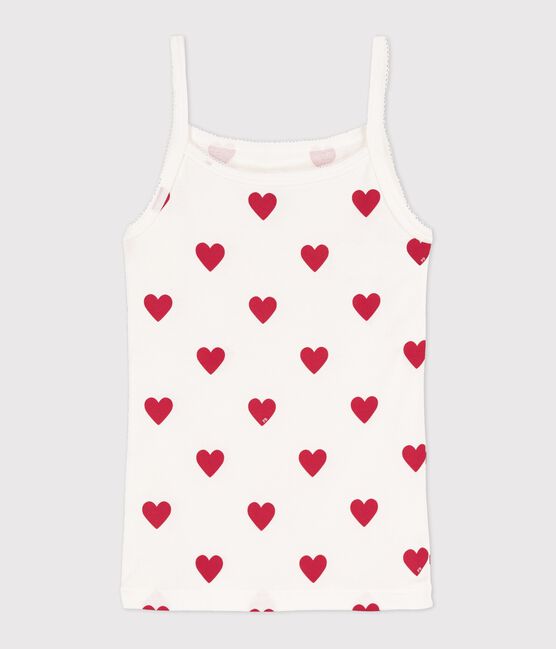 Chemise à bretelles L'ICONIQUE en coton BIO Femme blanc MARSHMALLOW/rouge TERKUIT