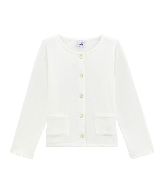 Cardigan fille en tubique blanc MARSHMALLOW