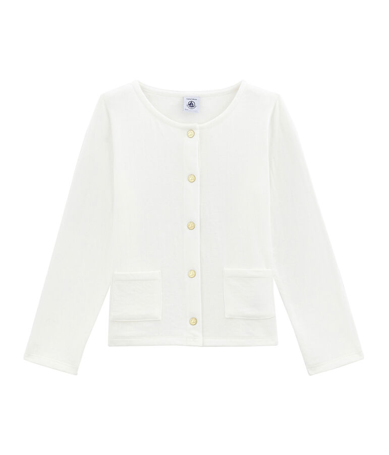 Cardigan fille en tubique blanc MARSHMALLOW