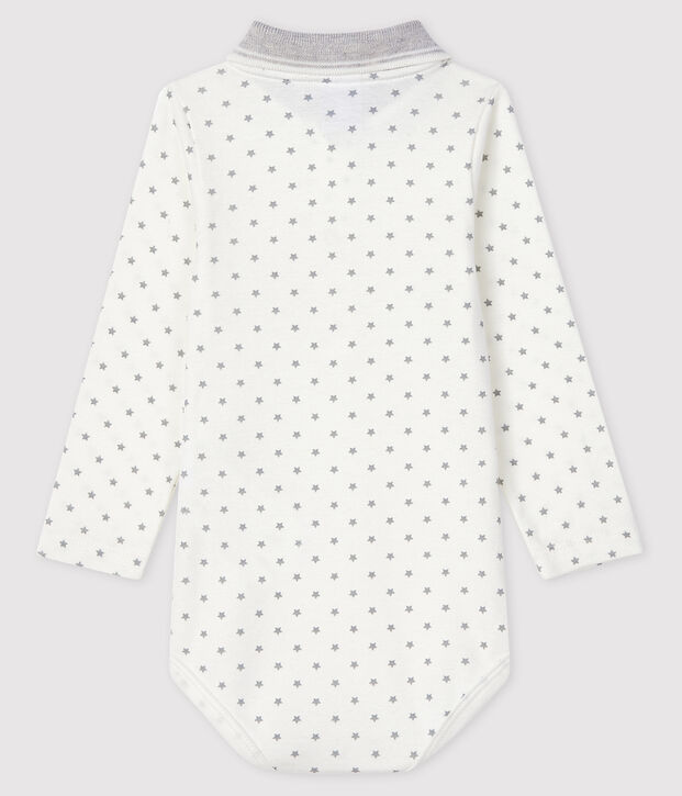 Romper met lange mouwen en polokraag wit/grijs