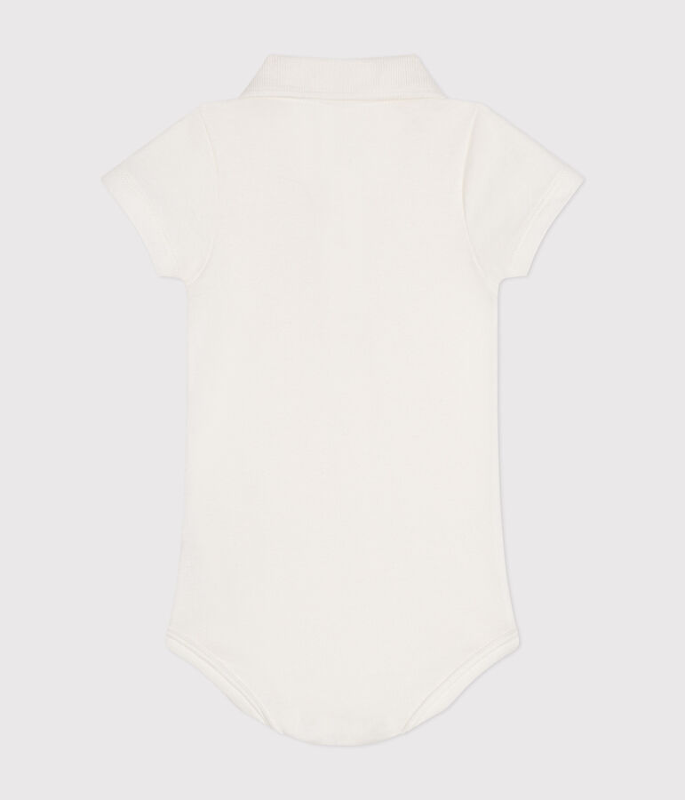 Body manches courtes b&eacute;b&eacute; col polo en coton blanc