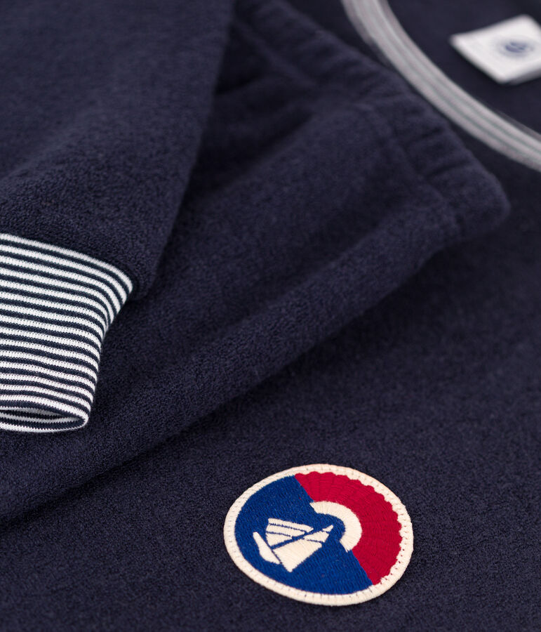 Bedrukte damespyjama van boucl&eacute;badstof blauw SMOKING