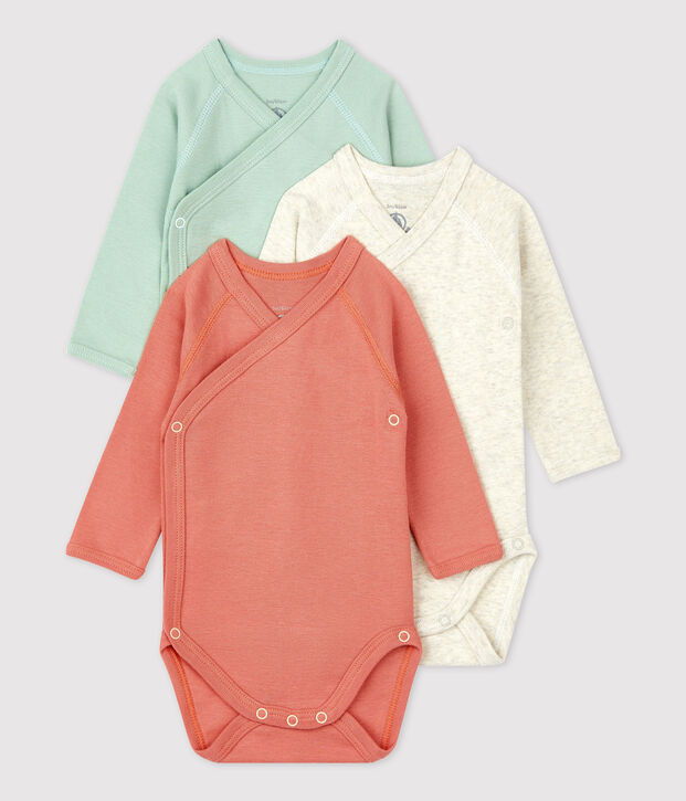 Lot de 3 bodies b&eacute;b&eacute; en coton biologique multicouleur