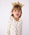 Nachthemd van velours met goudkleurige hartjesprint voor kinderen ecru MILK+DORE