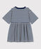 Robe rayée manches 3/4 en tubique enfant fille bleu MEDIEVAL/ MONTELIMAR