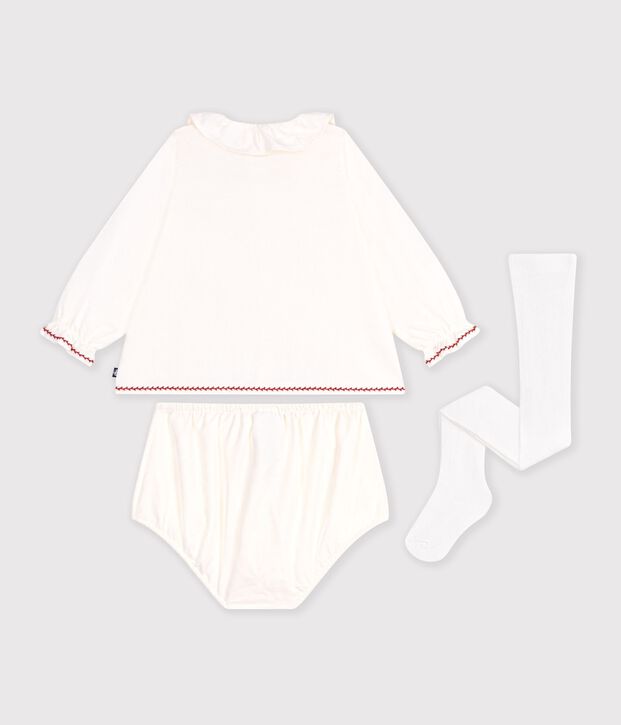 Cadeausetje voor baby's met bloesje, bloomer en broekkousen multicouleur