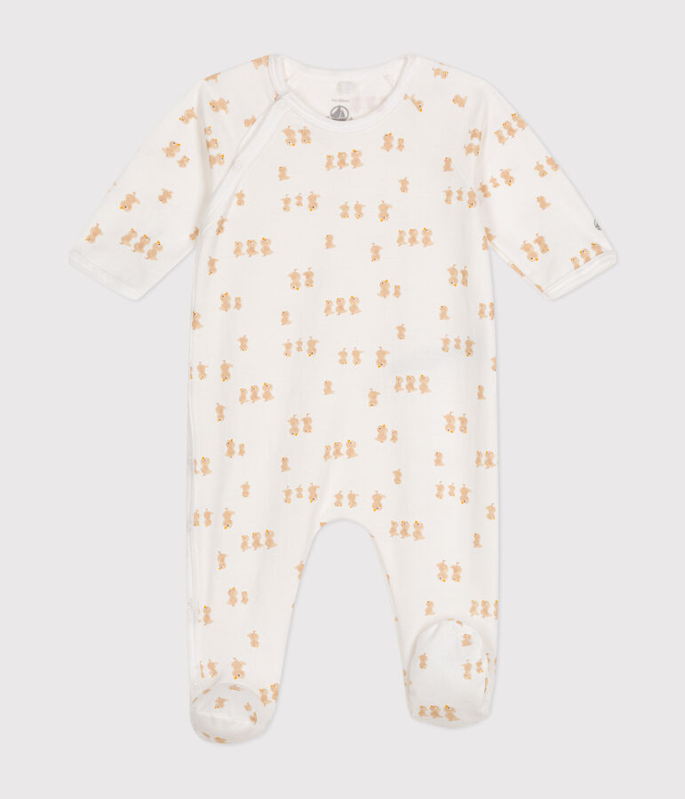 Fleece babypyjama wit MARSHMALLOW/wit MULTICO