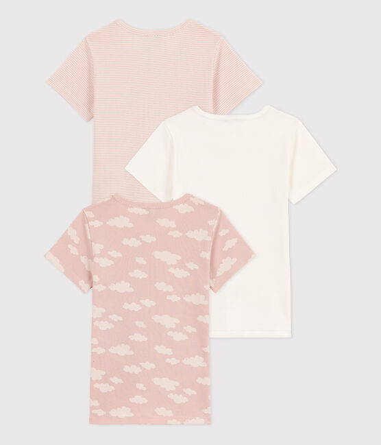 Set van 3 T-shirts met korte mouwen en wolkenprint voor meisjes in katoen variante 1