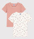 Set van 2 T-shirts met bloemen en korte mouwen voor meisjes in katoen