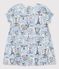 Jurk met Parijs-print van popeline voor baby's wit MARSHMALLOW/wit MULTICO