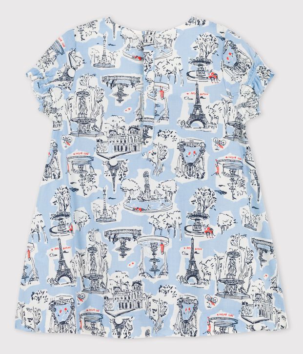 Robe imprim&eacute;e Paris en popeline b&eacute;b&eacute; blanc/multicouleur