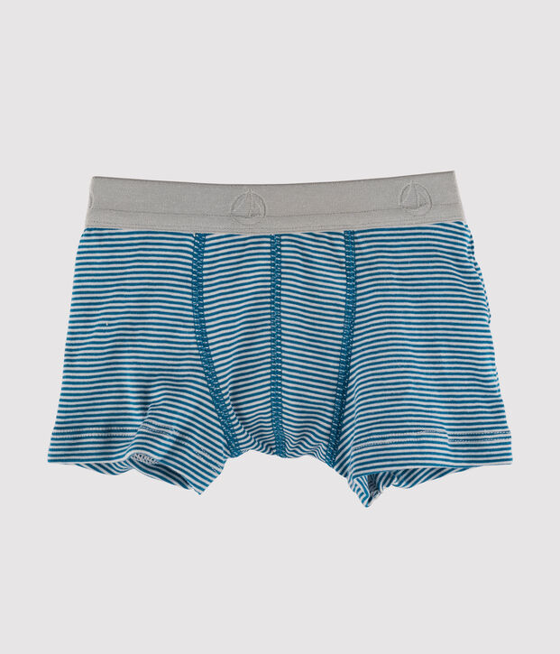Boxer petit gar&ccedil;on vert/blanc