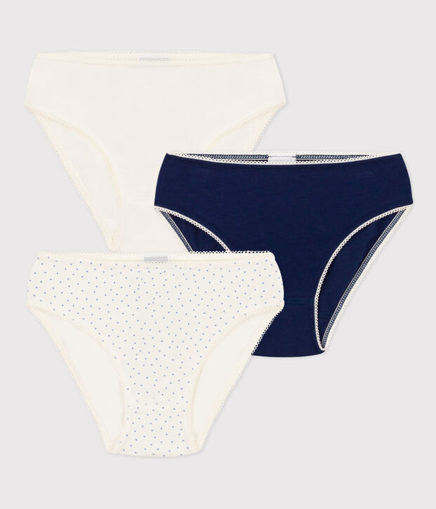 Set van 3 meisjesslips met stippen in katoen en elastaan multicouleur
