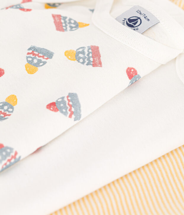 Lot de 3 bodies manches longues b&eacute;b&eacute; en coton multicouleur