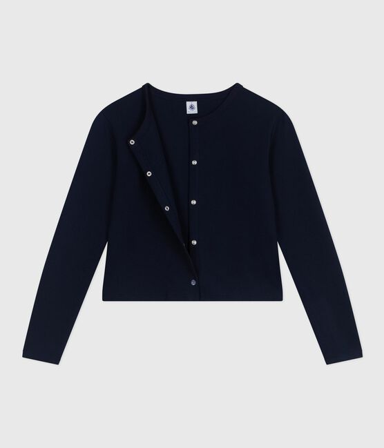 Effen katoenen damesvest blauw SMOKING