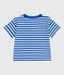 Katoenen T-shirt met korte mouwen en streepjes voor baby's blauw PORCELANA/ MARSHMALLOW