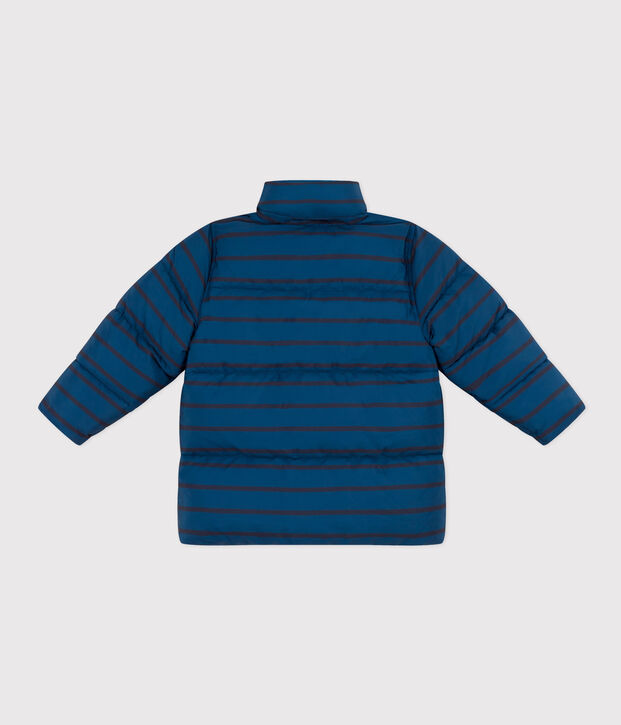 Donsjack met oprolbare capuchon blauw/blauw