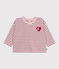 Gestreept T-shirt met lange mouwen in katoen voor baby's rood MILK/ AMARANTE