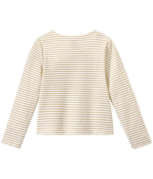 Cardigan fille ray&eacute; blanc/marron