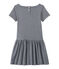 Meisjesjurk met milleraies-strepen blauw SMOKING/wit LAIT