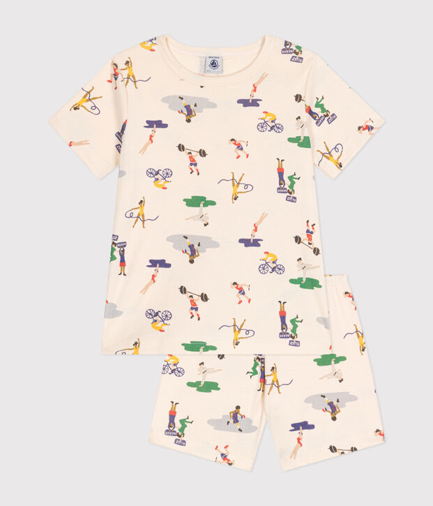 Pyjama short en coton imprim&eacute; multi sports enfant &eacute;cru/multicouleur