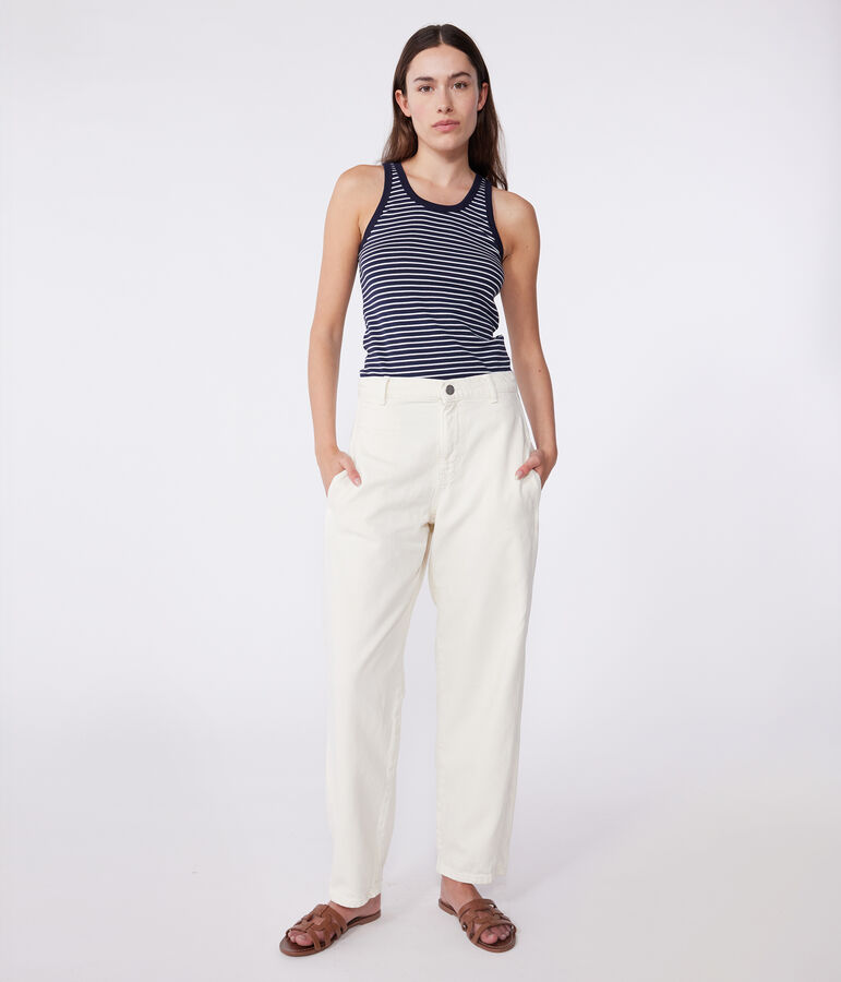 D&eacute;bardeur Femme l'Iconique en coton ray&eacute; bleu/blanc