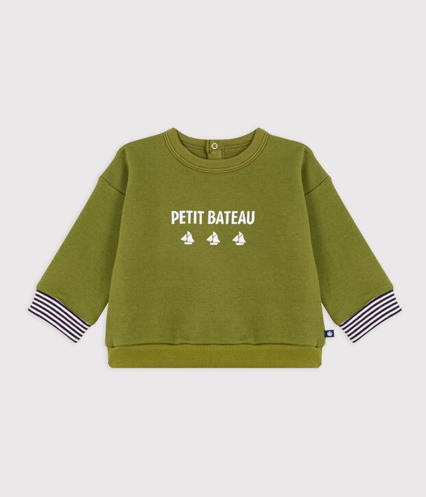 Katoenen babysweatshirt met vintage Petit Bateau-motief groen