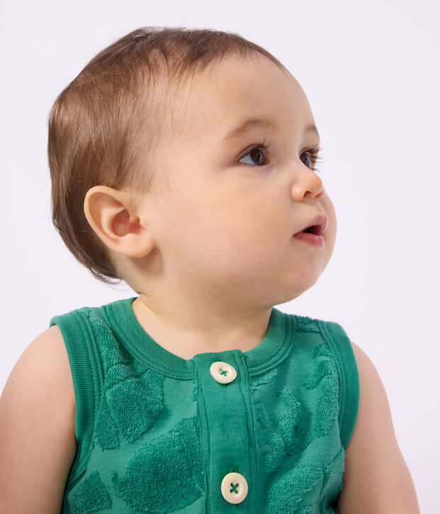 Kort babypakje van katoen met palmmotief groen